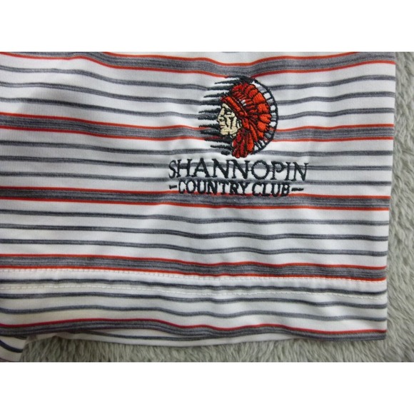 Footjoy FJ Polo Golf Shirt Mens Medium Striped Short Sleeve Shannopin Logo - Picture 6 of 11